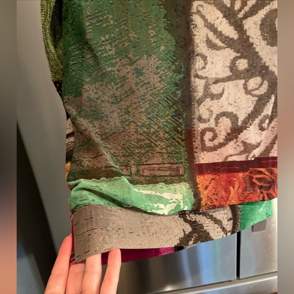 ANTHROPLOGIE Anac SHIRT Side Knot Tie Neck MIXED PRINTS Art to Wear  ROMANTIC S - Picture 5 of 16